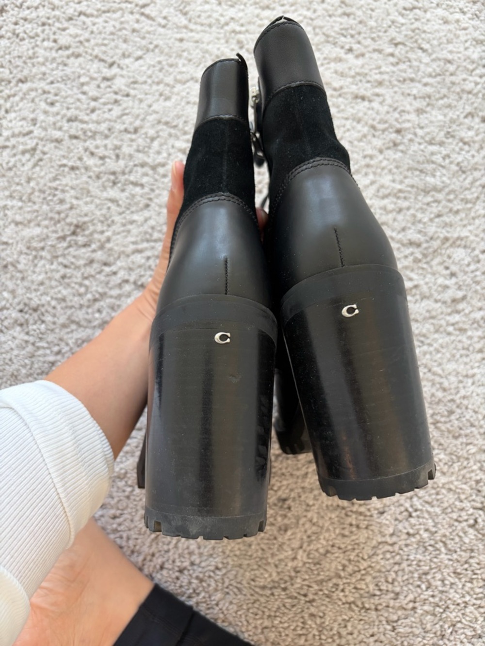 Coach Hedy Lace-Up Booties Black Leather Suede - Picture 5 of 13